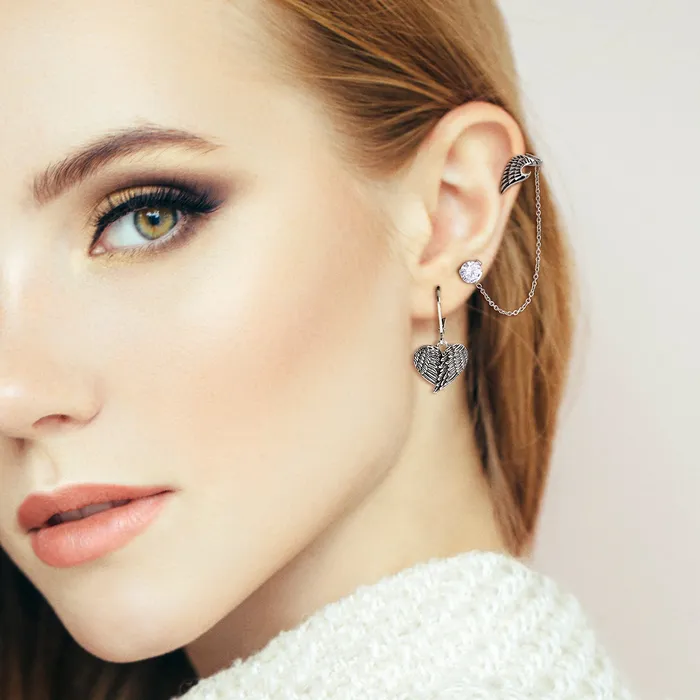 BlingJewelry Wholesale Earrings Spiritual Angel Wing Feather Ear Cuff Cartilage Helix Earring CZ Stud Unisex Steel BlingJewelry Wholesale Earrings Spiritual Angel Wing Feather Ear Cuff Cartilage Helix Earring CZ Stud Unisex Steel