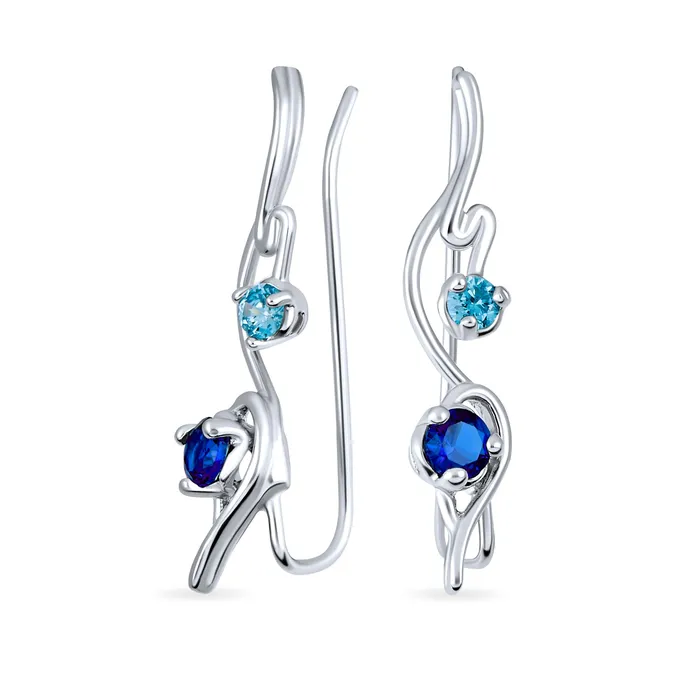 BlingJewelry Wholesale Earrings Swirl Wire Ear Cuff Cartilage Aqua Blue CZ Earrings Simulated Sapphire Silver BlingJewelry Wholesale Earrings Swirl Wire Ear Cuff Cartilage Aqua Blue CZ Earrings Simulated Sapphire Silver