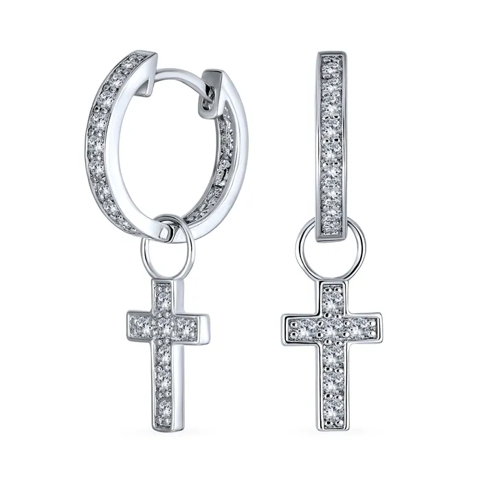 BlingJewelry Wholesale Earrings Tiny Cross Communion Kpop Huggie Dangle Chandelier Earrings CZ Hoop Set BlingJewelry Wholesale Earrings Tiny Cross Communion Kpop Huggie Dangle Chandelier Earrings CZ Hoop Set