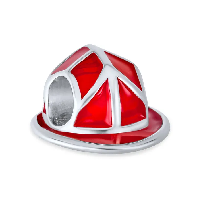 BlingJewelry Wholesale Firefighter Hat Charm Bead Sterling Silver for European Bracelet Bracelets