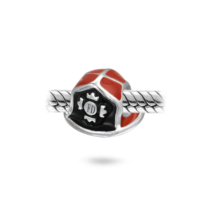 BlingJewelry Wholesale Firefighter Hat Charm Bead Sterling Silver for European Bracelet Bracelets