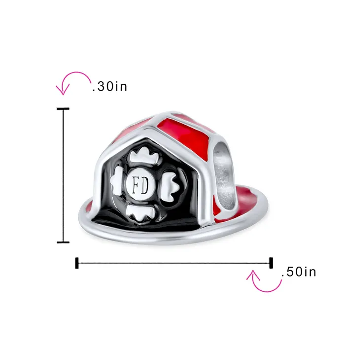 BlingJewelry Wholesale Firefighter Hat Charm Bead Sterling Silver for European Bracelet Bracelets