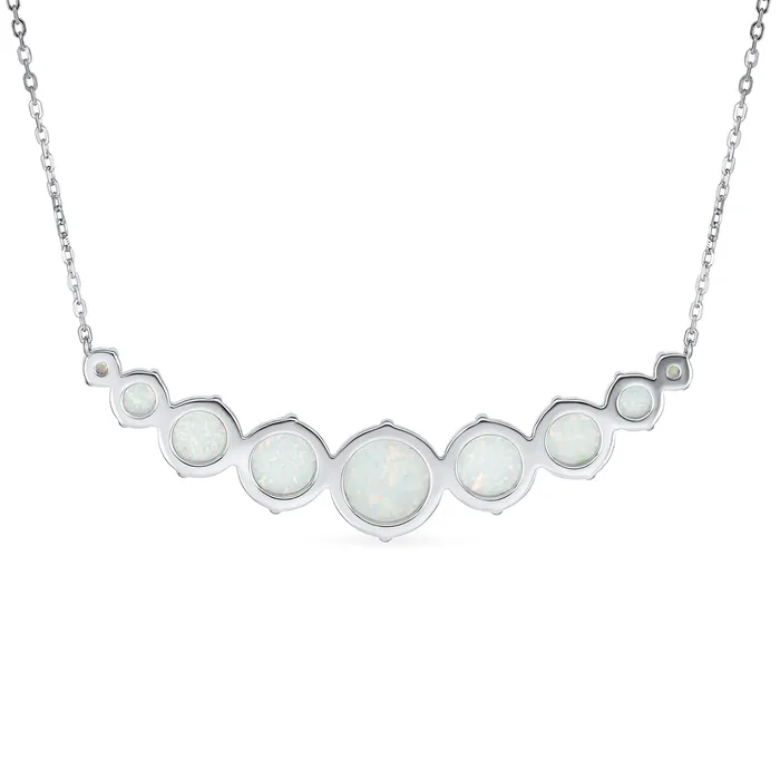 BlingJewelry Wholesale Gemstone Statement Pendant Necklace with White Created Opal in Sterling Silver Necklaces