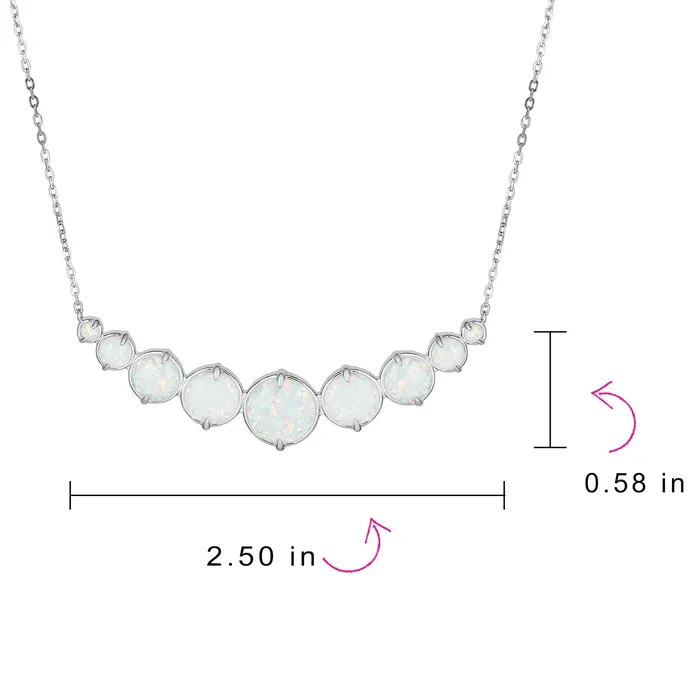 BlingJewelry Wholesale Gemstone Statement Pendant Necklace with White Created Opal in Sterling Silver Necklaces