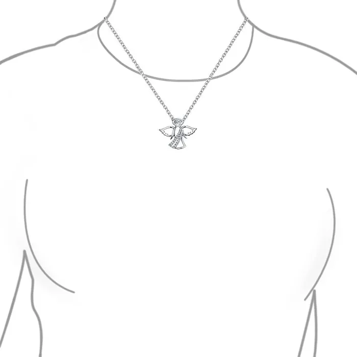 BlingJewelry Wholesale Guardian Angel Pendant Necklace with CZ Accents in Sterling Silver Necklaces