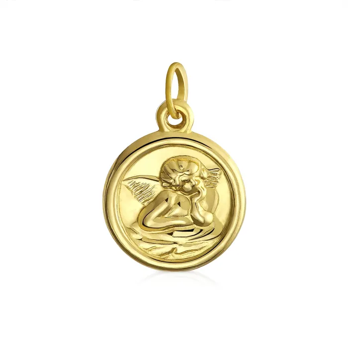 BlingJewelry Wholesale Necklaces 14K Gold Guardian Angel Cherub Pendant Necklace No Chain Included BlingJewelry Wholesale Necklaces 14K Gold Guardian Angel Cherub Pendant Necklace No Chain Included