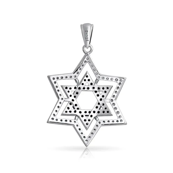 BlingJewelry Wholesale Necklaces Black White CZ Star of David Pendant Necklace Sterling Silver for Teens BlingJewelry Wholesale Necklaces Black White CZ Star of David Pendant Necklace Sterling Silver for Teens