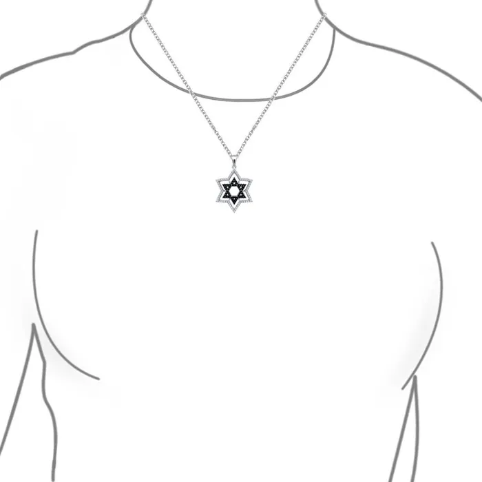BlingJewelry Wholesale Necklaces Black White CZ Star of David Pendant Necklace Sterling Silver for Teens BlingJewelry Wholesale Necklaces Black White CZ Star of David Pendant Necklace Sterling Silver for Teens