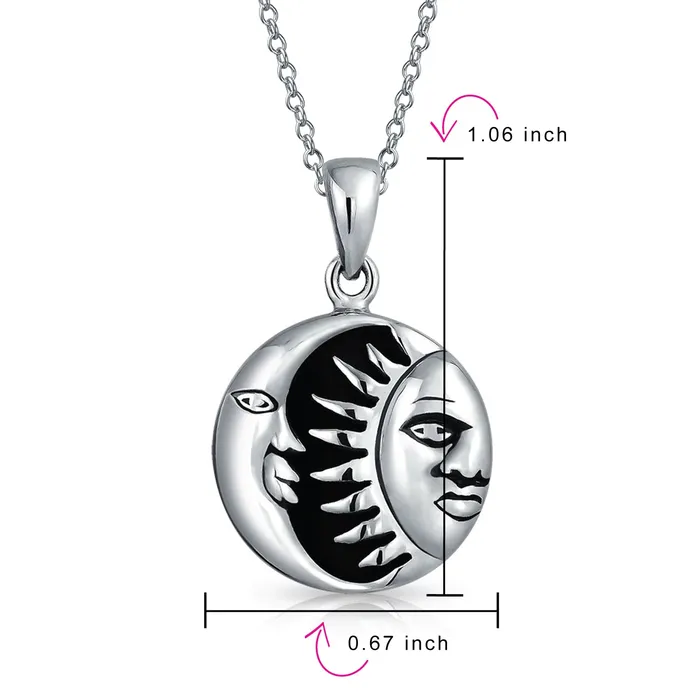 BlingJewelry Wholesale Necklaces Celestial Black Enamel Crescent Moon Sun Pendant Necklace Sterling Silver Teens BlingJewelry Wholesale Necklaces Celestial Black Enamel Crescent Moon Sun Pendant Necklace Sterling Silver Teens