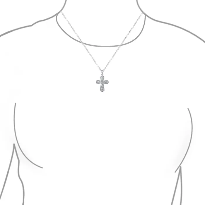 BlingJewelry Wholesale Necklaces Elegant Bridal Necklace with Cubic Zirconia Cross Pendant in Sterling Silver