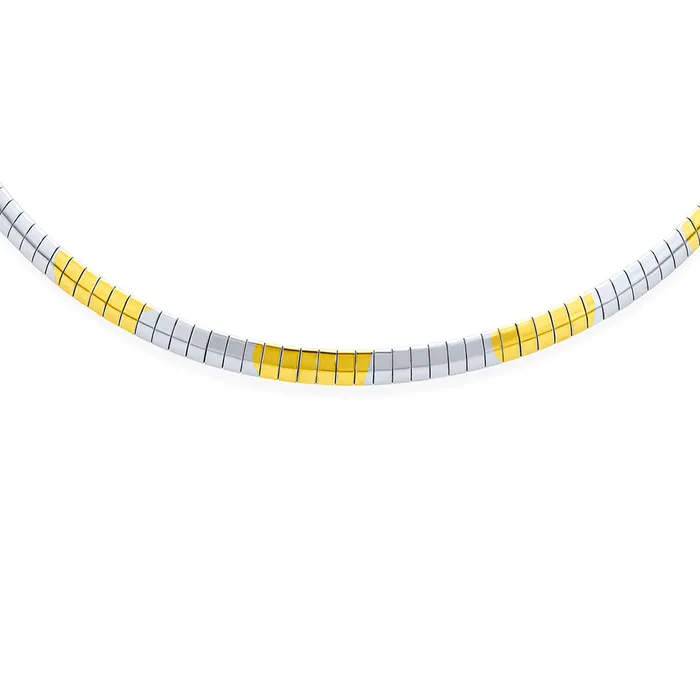 BlingJewelry Wholesale Necklaces Flexible Flat Gold Silver Two Tone Collar Necklace 5MM Omega Snake Chain Choker BlingJewelry Wholesale Necklaces Flexible Flat Gold Silver Two Tone Collar Necklace 5MM Omega Snake Chain Choker