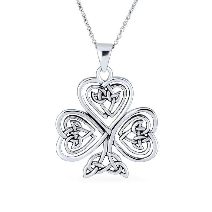 BlingJewelry Wholesale Necklaces Saint Patricks Shamrock Heart Clover Pendant Necklace in Sterling Silver BlingJewelry Wholesale Necklaces Saint Patricks Shamrock Heart Clover Pendant Necklace in Sterling Silver
