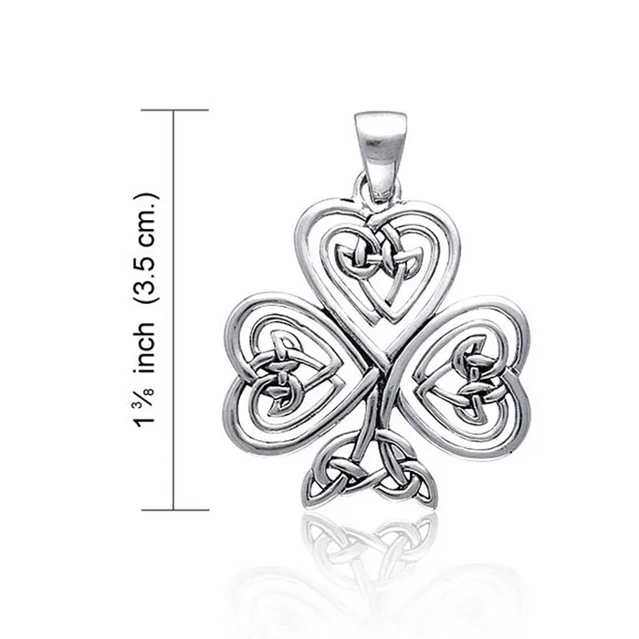 BlingJewelry Wholesale Necklaces Saint Patricks Shamrock Heart Clover Pendant Necklace in Sterling Silver