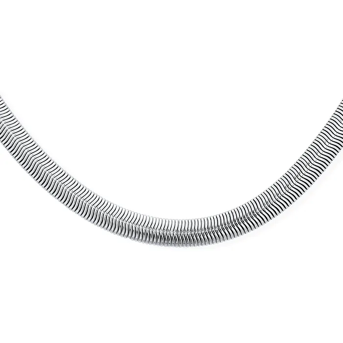 BlingJewelry Wholesale Necklaces Wide Herringbone Flat Snake Flexible Chain Necklace for Men Silver Tone 20 Inch