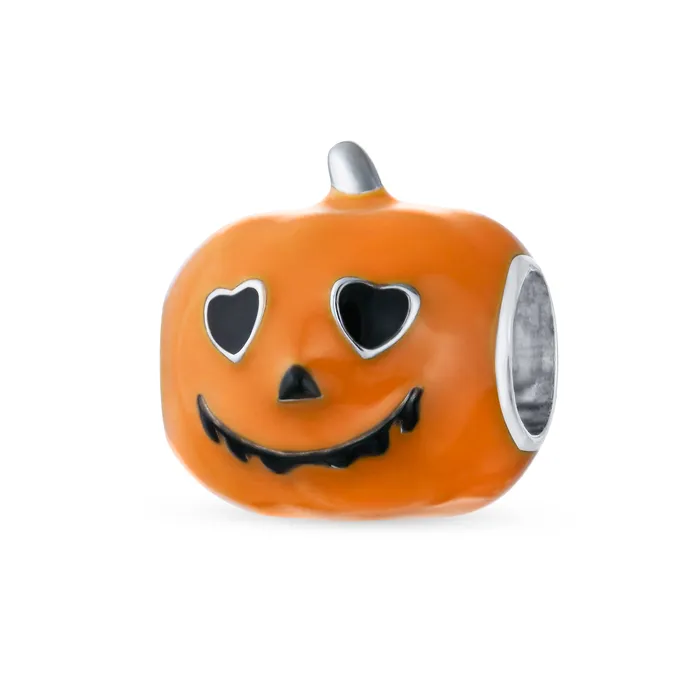 BlingJewelry Wholesale Rings Halloween Pumpkin Charm Bead Enamel Sterling Silver for European Bracelets BlingJewelry Wholesale Rings Halloween Pumpkin Charm Bead Enamel Sterling Silver for European Bracelets