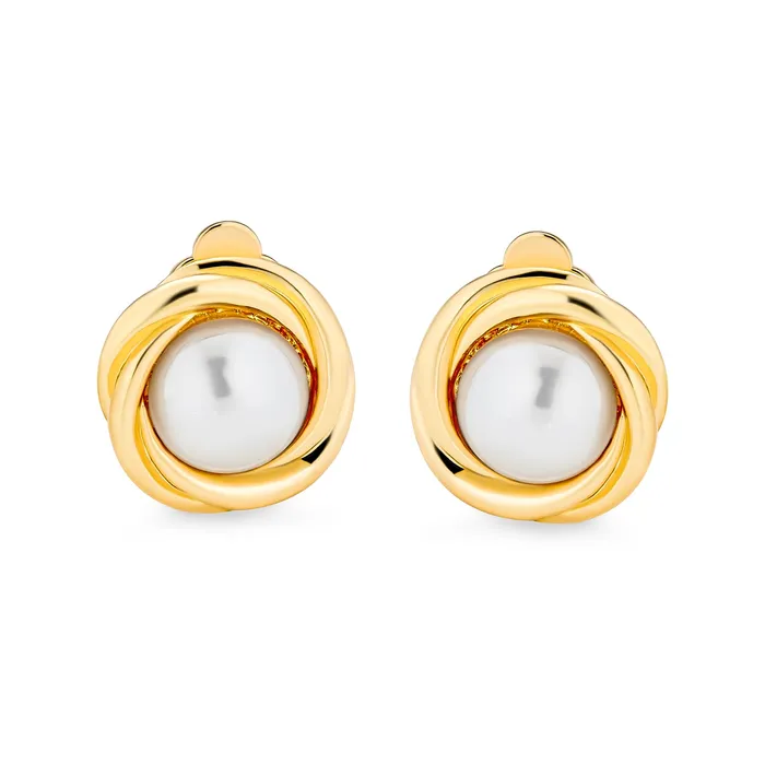 BlingJewelry Wholesale Twist Braided Rope ClipOn Earrings with Simulated Pearl in Gold or Silver Plated Earrings BlingJewelry Wholesale Twist Braided Rope ClipOn Earrings with Simulated Pearl in Gold or Silver Plated Earrings