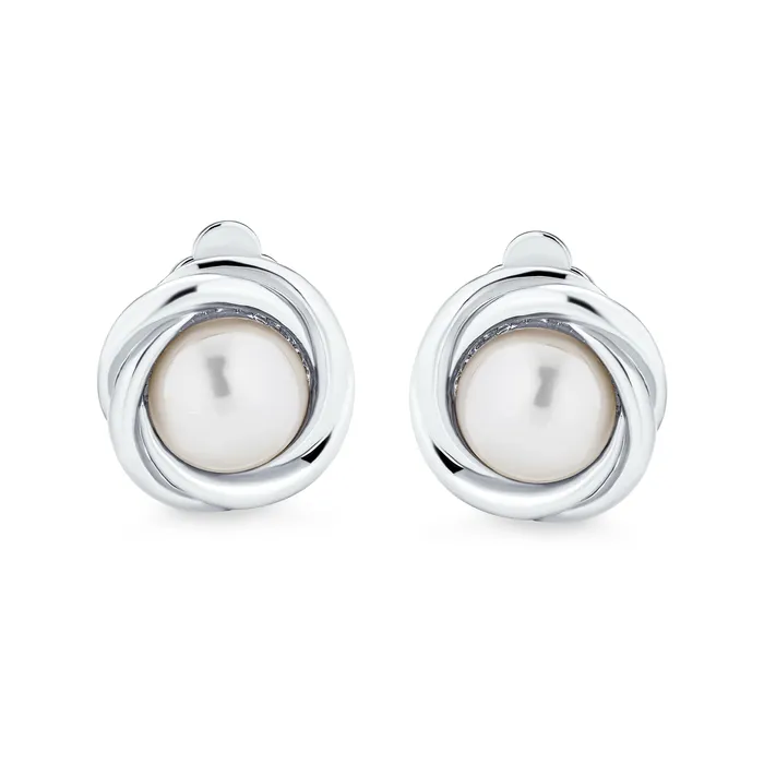 BlingJewelry Wholesale Twist Braided Rope ClipOn Earrings with Simulated Pearl in Gold or Silver Plated Earrings BlingJewelry Wholesale Twist Braided Rope ClipOn Earrings with Simulated Pearl in Gold or Silver Plated Earrings