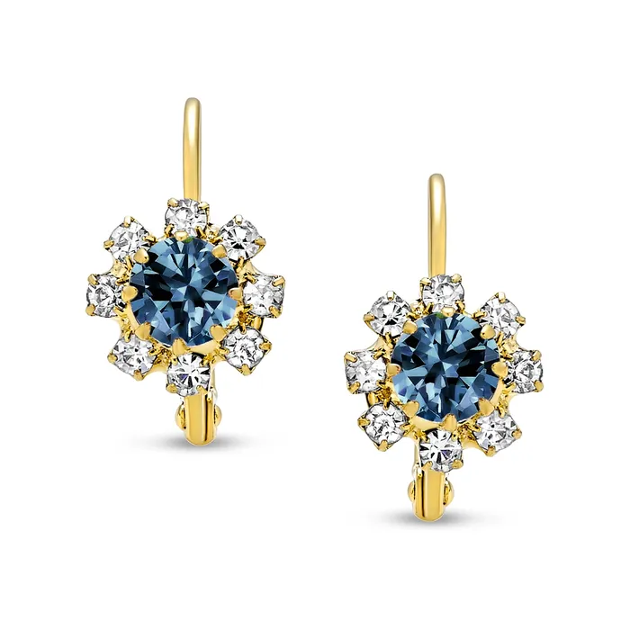 BlingJewelry Wholesale White CZ Flower Gold Plated Drop Earrings More Colors Earrings