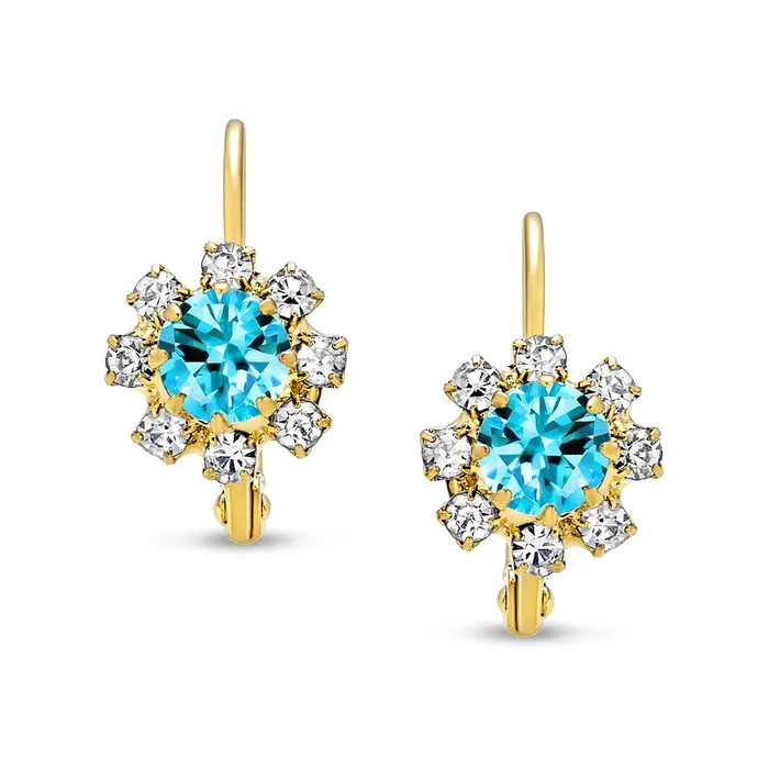 BlingJewelry Wholesale White CZ Flower Gold Plated Drop Earrings More Colors Earrings