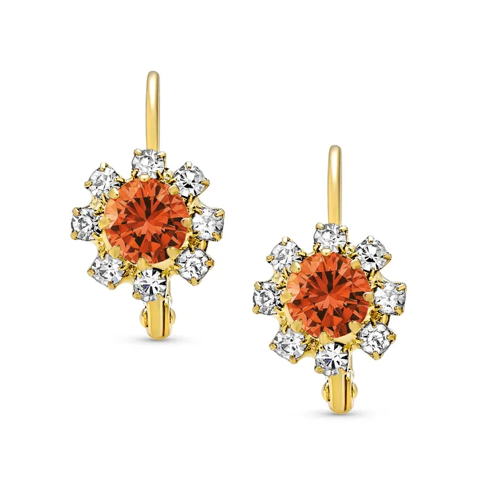 BlingJewelry Wholesale White CZ Flower Gold Plated Drop Earrings More Colors Earrings