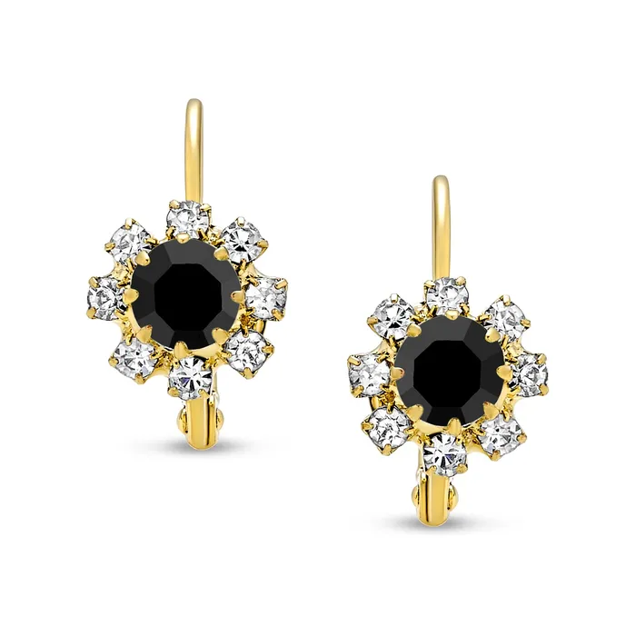 BlingJewelry Wholesale White CZ Flower Gold Plated Drop Earrings More Colors Earrings