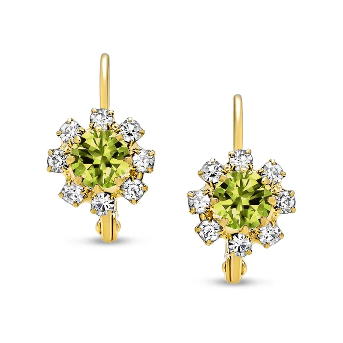 BlingJewelry Wholesale White CZ Flower Gold Plated Drop Earrings More Colors Earrings