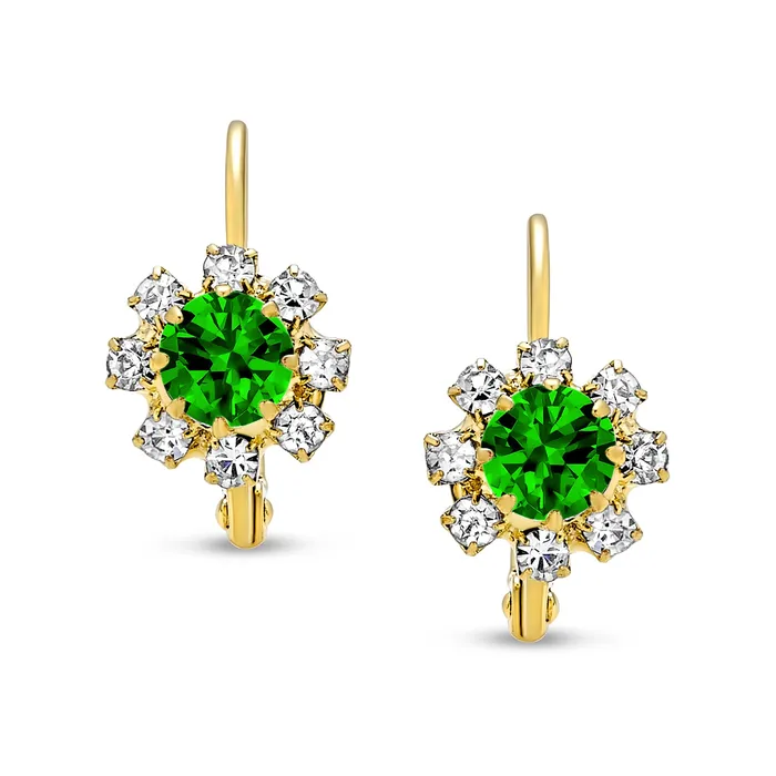 BlingJewelry Wholesale White CZ Flower Gold Plated Drop Earrings More Colors Earrings