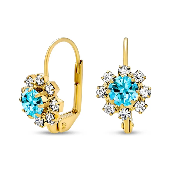 BlingJewelry Wholesale White CZ Flower Gold Plated Drop Earrings More Colors Earrings