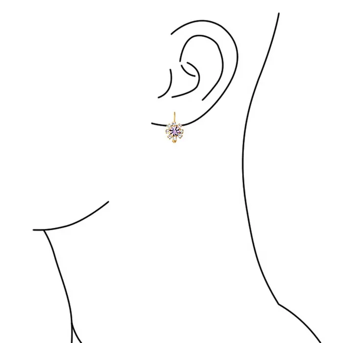 BlingJewelry Wholesale White CZ Flower Gold Plated Drop Earrings More Colors Earrings