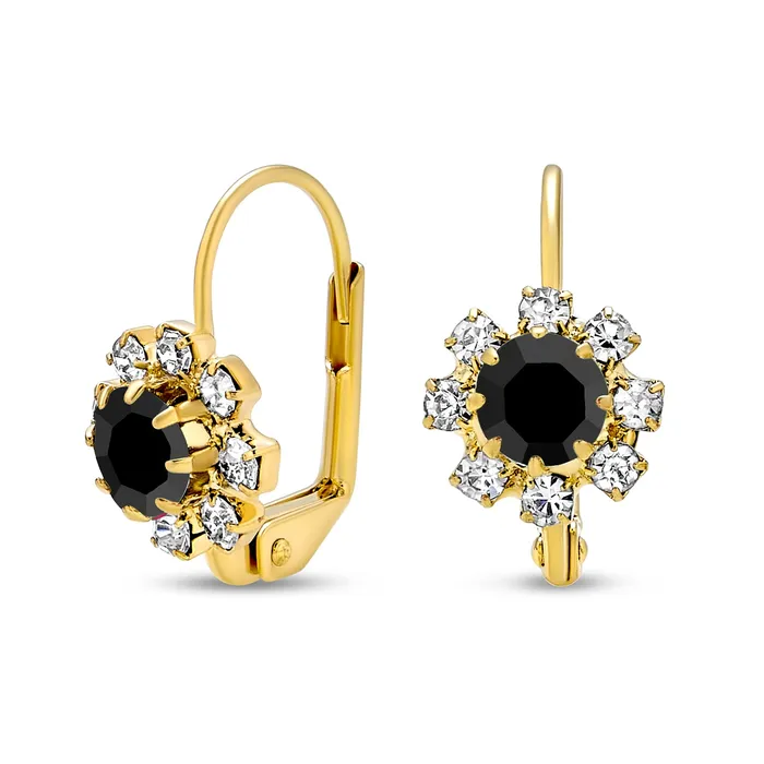 BlingJewelry Wholesale White CZ Flower Gold Plated Drop Earrings More Colors Earrings