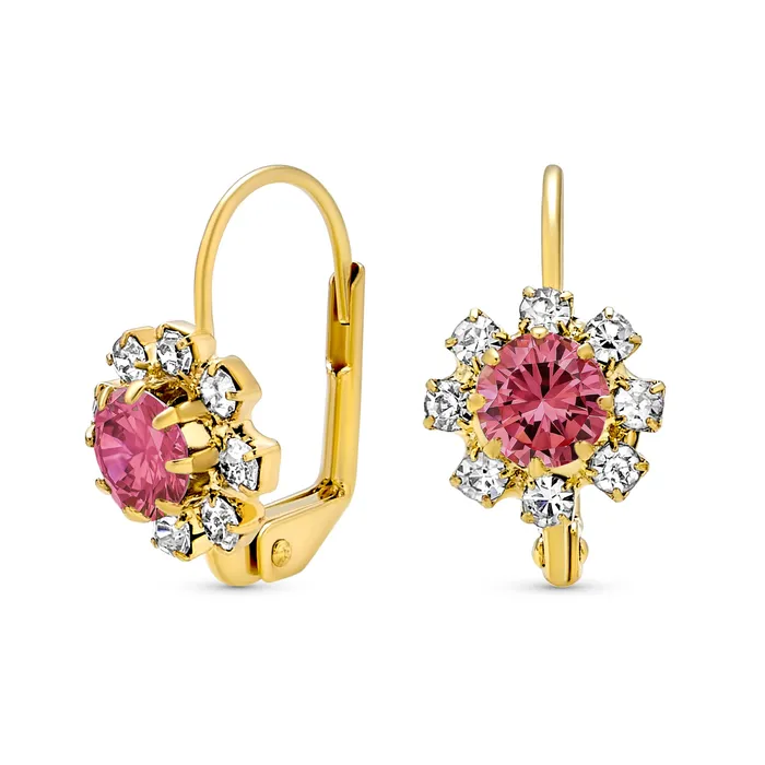 BlingJewelry Wholesale White CZ Flower Gold Plated Drop Earrings More Colors Earrings