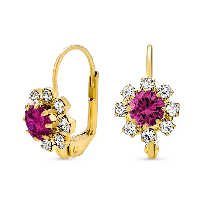 BlingJewelry Wholesale White CZ Flower Gold Plated Drop Earrings More Colors Earrings