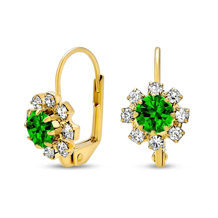 BlingJewelry Wholesale White CZ Flower Gold Plated Drop Earrings More Colors Earrings