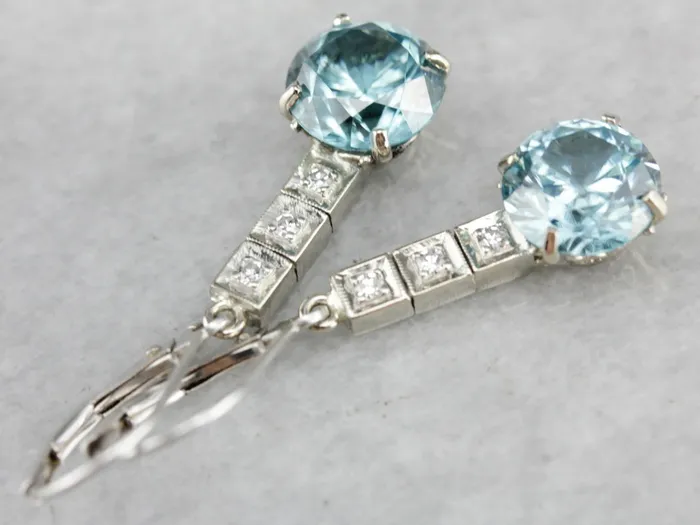 Blue Zircon and Diamond Drop Earrings Market Square Jewelers Earrings Blue Zircon and Diamond Drop Earrings Market Square Jewelers Earrings