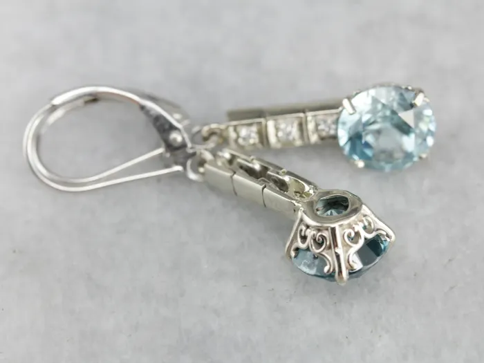 Blue Zircon and Diamond Drop Earrings Market Square Jewelers Earrings Blue Zircon and Diamond Drop Earrings Market Square Jewelers Earrings