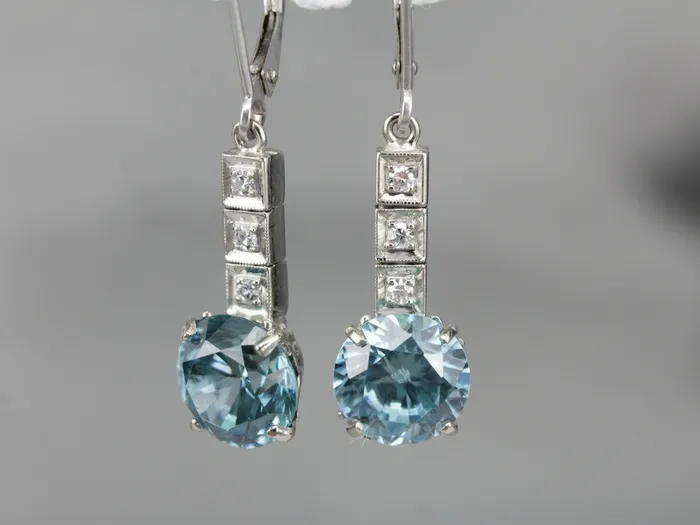 Blue Zircon and Diamond Drop Earrings Market Square Jewelers Earrings Blue Zircon and Diamond Drop Earrings Market Square Jewelers Earrings