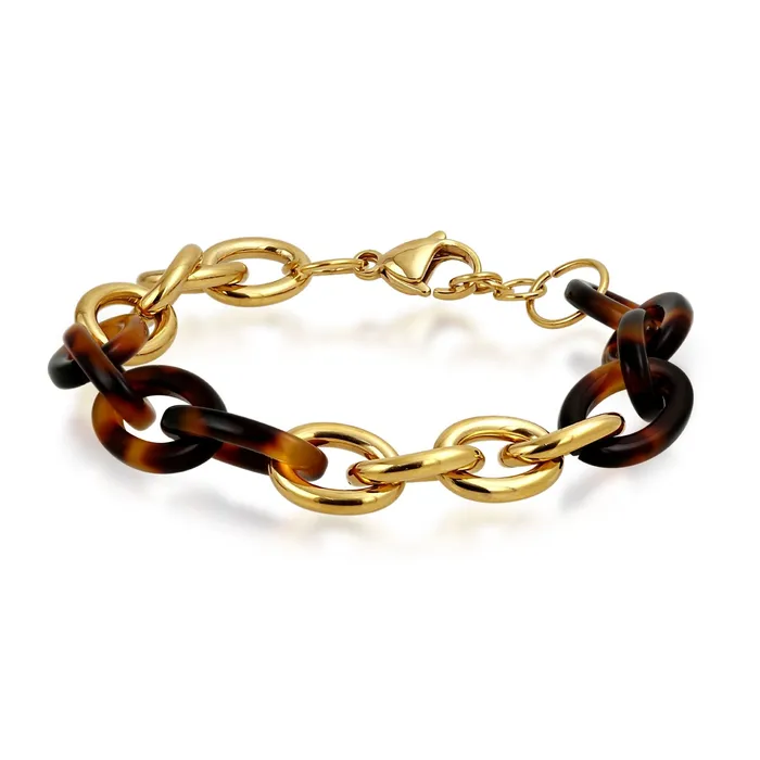 Bracelets BlingJewelry Wholesale Fashion Brown Golden Acrylic Leopard Tortoise Shell Chain Link Bracelet Bracelets BlingJewelry Wholesale Fashion Brown Golden Acrylic Leopard Tortoise Shell Chain Link Bracelet