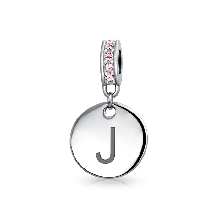 Bracelets BlingJewelry Wholesale Initial Alphabet Bead Charm Pink Crystal Monogram Sterling Silver Bracelet Bracelets BlingJewelry Wholesale Initial Alphabet Bead Charm Pink Crystal Monogram Sterling Silver Bracelet