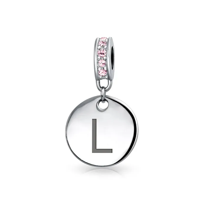 Bracelets BlingJewelry Wholesale Initial Alphabet Bead Charm Pink Crystal Monogram Sterling Silver Bracelet Bracelets BlingJewelry Wholesale Initial Alphabet Bead Charm Pink Crystal Monogram Sterling Silver Bracelet