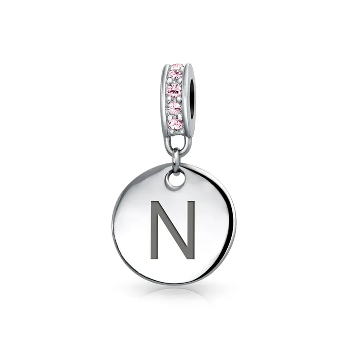 Bracelets BlingJewelry Wholesale Initial Alphabet Bead Charm Pink Crystal Monogram Sterling Silver Bracelet Bracelets BlingJewelry Wholesale Initial Alphabet Bead Charm Pink Crystal Monogram Sterling Silver Bracelet