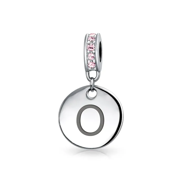 Bracelets BlingJewelry Wholesale Initial Alphabet Bead Charm Pink Crystal Monogram Sterling Silver Bracelet Bracelets BlingJewelry Wholesale Initial Alphabet Bead Charm Pink Crystal Monogram Sterling Silver Bracelet