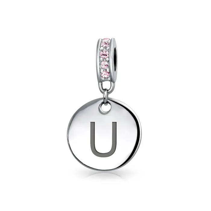 Bracelets BlingJewelry Wholesale Initial Alphabet Bead Charm Pink Crystal Monogram Sterling Silver Bracelet Bracelets BlingJewelry Wholesale Initial Alphabet Bead Charm Pink Crystal Monogram Sterling Silver Bracelet
