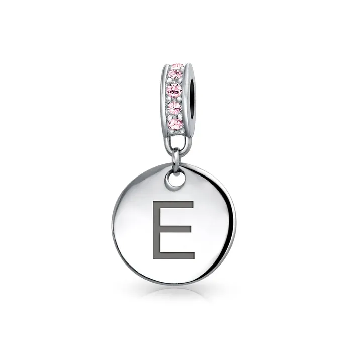 Bracelets BlingJewelry Wholesale Initial Alphabet Bead Charm Pink Crystal Monogram Sterling Silver Bracelet Bracelets BlingJewelry Wholesale Initial Alphabet Bead Charm Pink Crystal Monogram Sterling Silver Bracelet