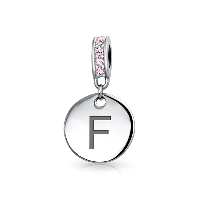 Bracelets BlingJewelry Wholesale Initial Alphabet Bead Charm Pink Crystal Monogram Sterling Silver Bracelet Bracelets BlingJewelry Wholesale Initial Alphabet Bead Charm Pink Crystal Monogram Sterling Silver Bracelet