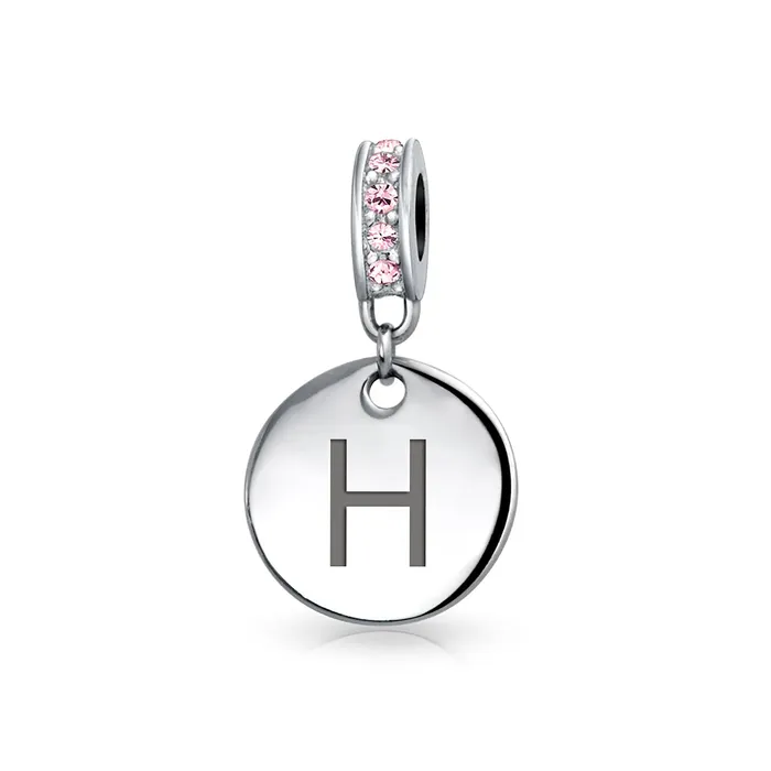 Bracelets BlingJewelry Wholesale Initial Alphabet Bead Charm Pink Crystal Monogram Sterling Silver Bracelet Bracelets BlingJewelry Wholesale Initial Alphabet Bead Charm Pink Crystal Monogram Sterling Silver Bracelet