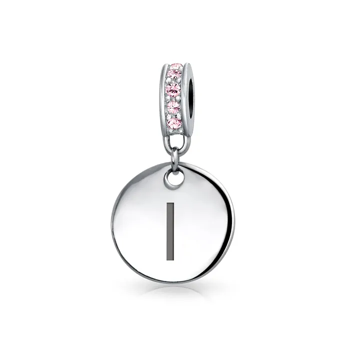 Bracelets BlingJewelry Wholesale Initial Alphabet Bead Charm Pink Crystal Monogram Sterling Silver Bracelet Bracelets BlingJewelry Wholesale Initial Alphabet Bead Charm Pink Crystal Monogram Sterling Silver Bracelet
