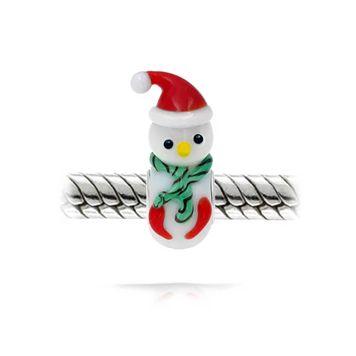 Bracelets Christmas Charm Bead Snowman Murano Glass for European Bracelet BlingJewelry Wholesale