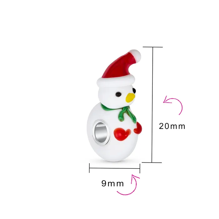 Bracelets Christmas Charm Bead Snowman Murano Glass for European Bracelet BlingJewelry Wholesale
