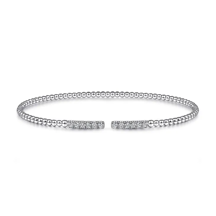 Bracelets Gabriel Co Gabriel Co Bujukan Bead Cuff Bracelet with Diamond Pave Bars Bracelets Gabriel Co Gabriel Co Bujukan Bead Cuff Bracelet with Diamond Pave Bars