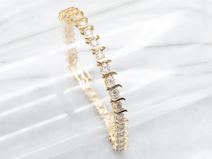 Bracelets Market Square Jewelers Gold SLink Diamond Tennis Bracelet